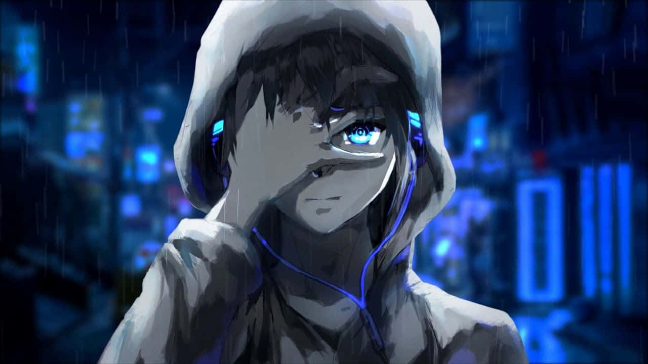 Blue Boy With Headset Wallpaper