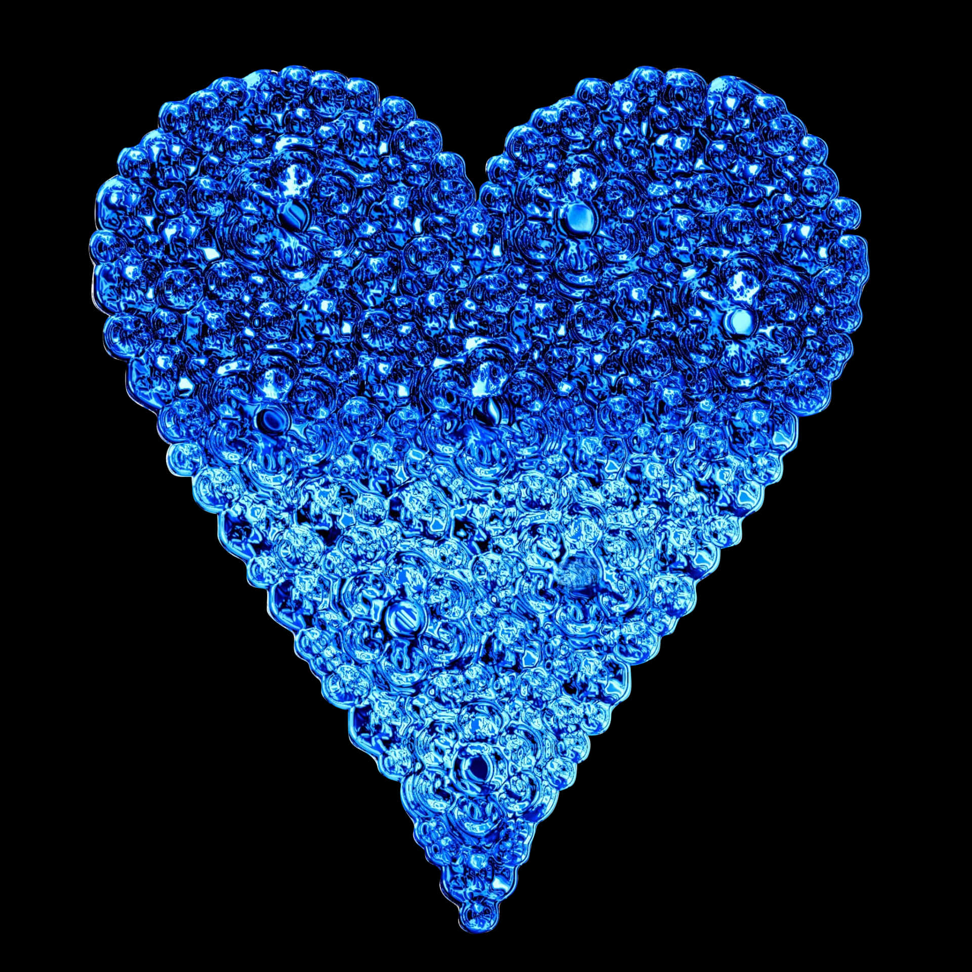 Blue Bubble Heart Shape PNG