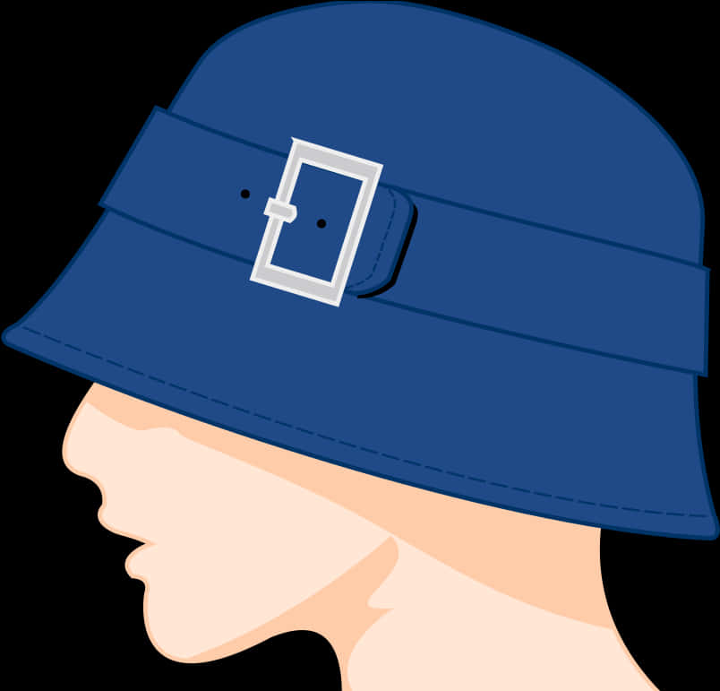 Blue Bucket Hat Profile View PNG