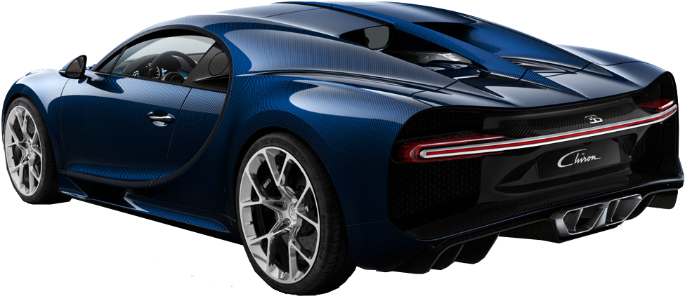 Blue Bugatti Chiron Rear View PNG