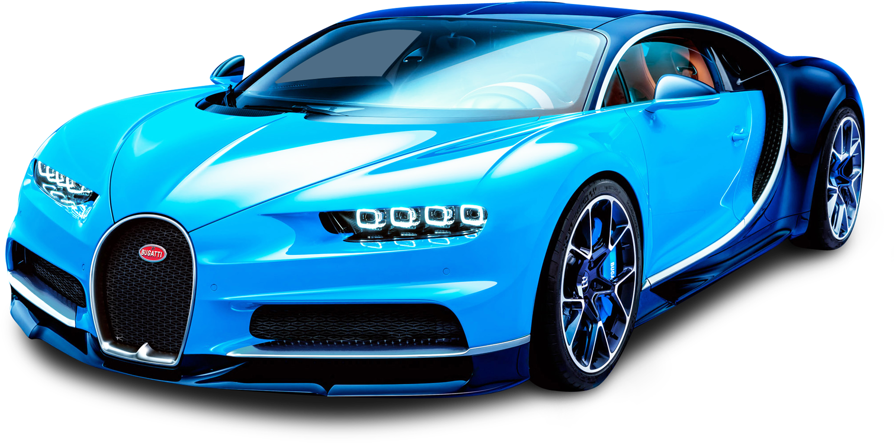 Blue Bugatti Chiron Side View PNG