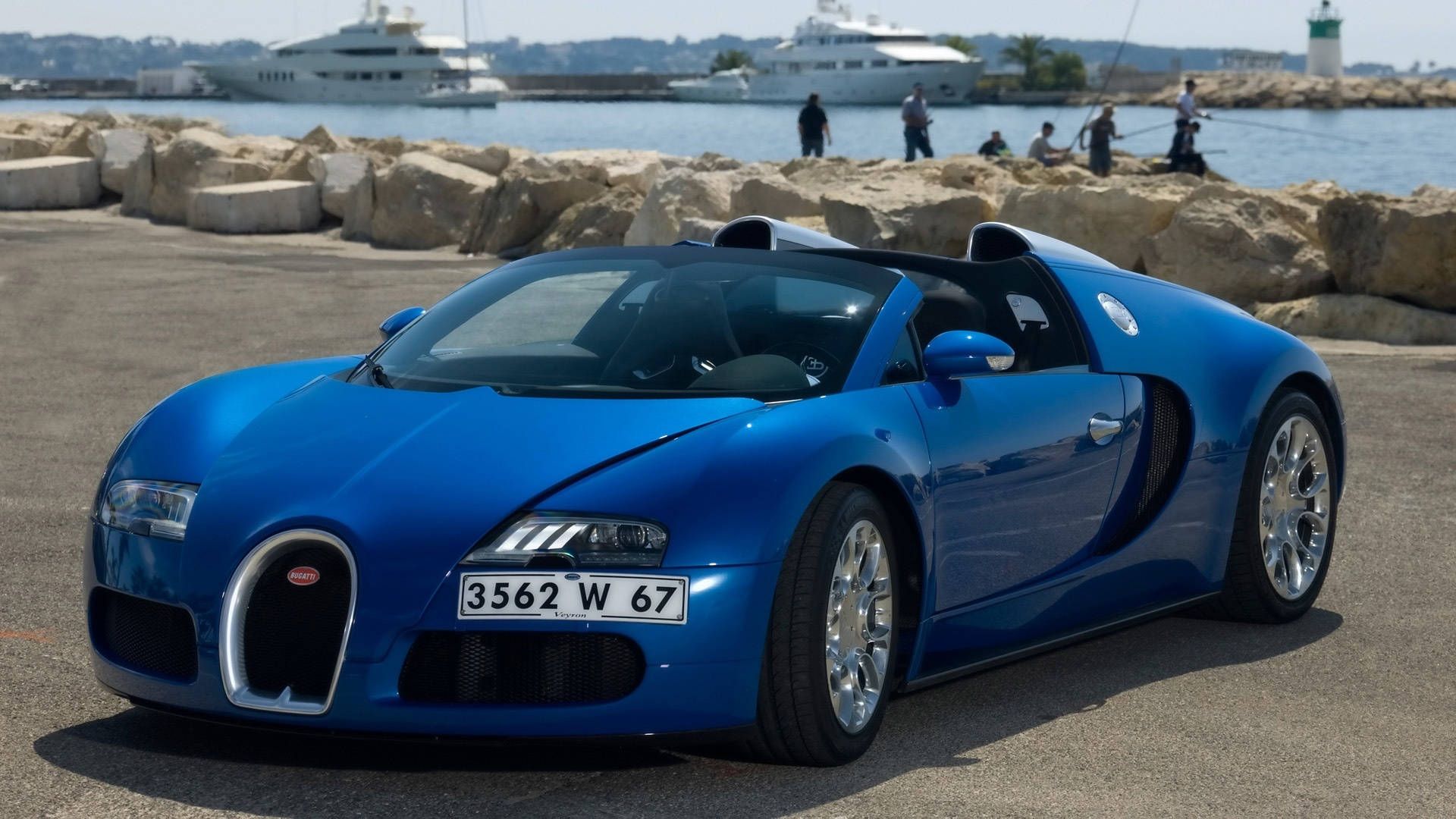 Bugatti Blu Sull'iphone Della Spiaggia Sfondo