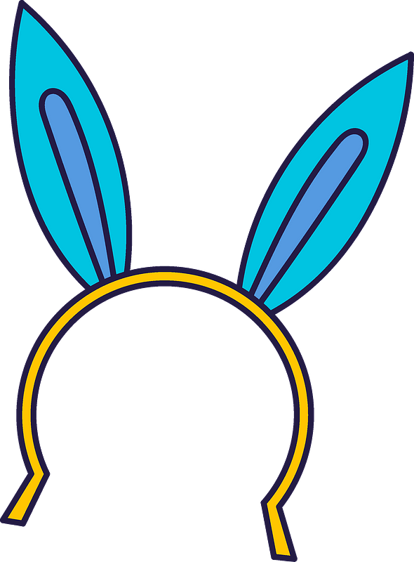 Blue Bunny Ears Headband Vector PNG