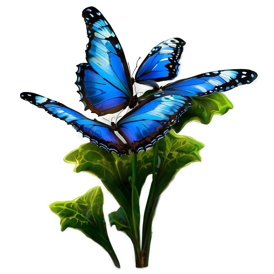 Blue Butterflies And Flowers Png 06132024 PNG