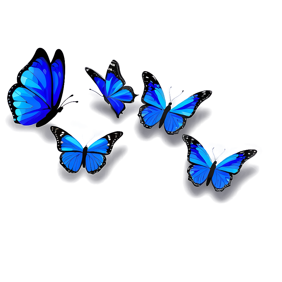 Blue Butterflies Artwork Png Syh18 PNG