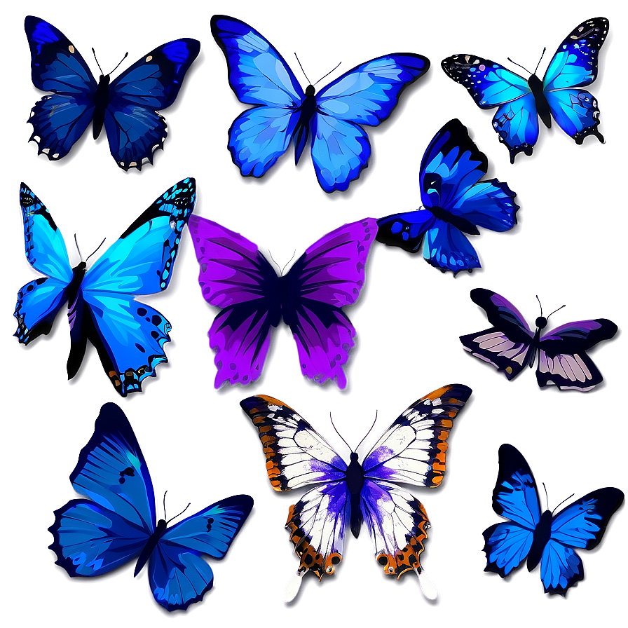 Blue Butterflies Artwork Png Ytf56 PNG