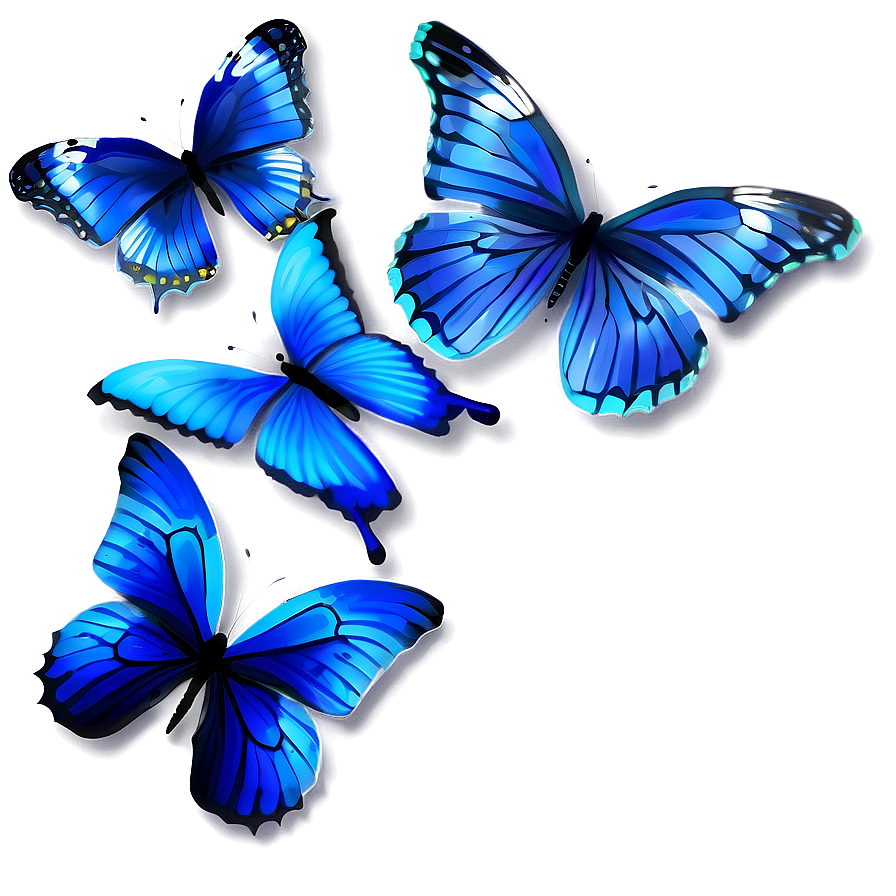 Blue Butterflies B PNG