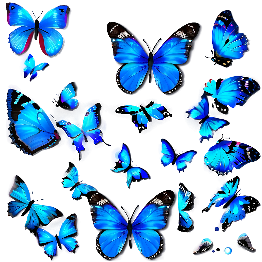 Blue Butterflies Background Png Wmu63 PNG