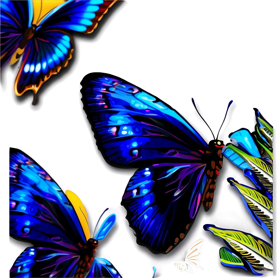 Blue Butterflies Border Png 06132024 PNG