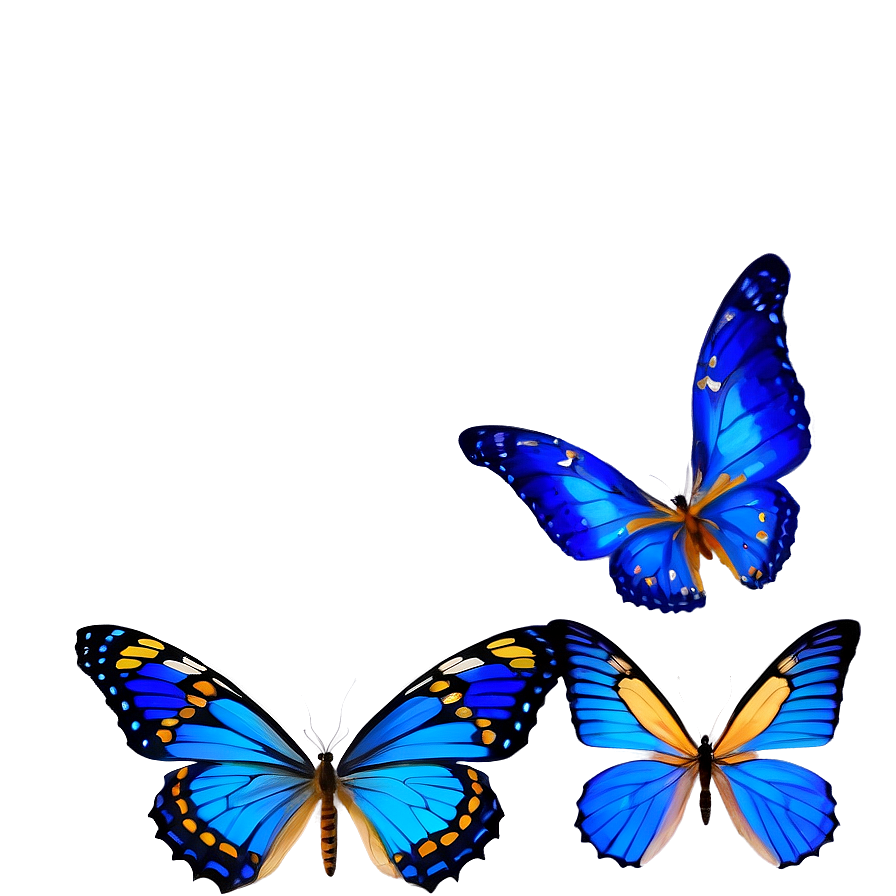 Blue Butterflies Border Png 06132024 PNG