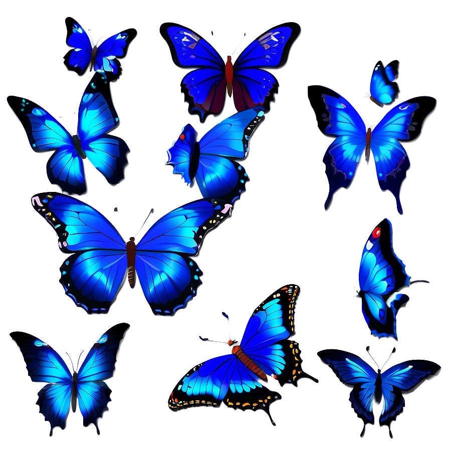 Blue Butterflies Clipart Png 64 PNG