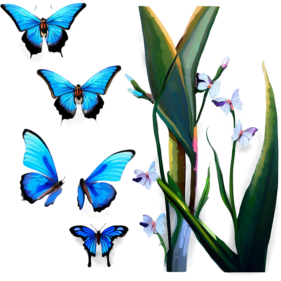 Blue Butterflies D PNG