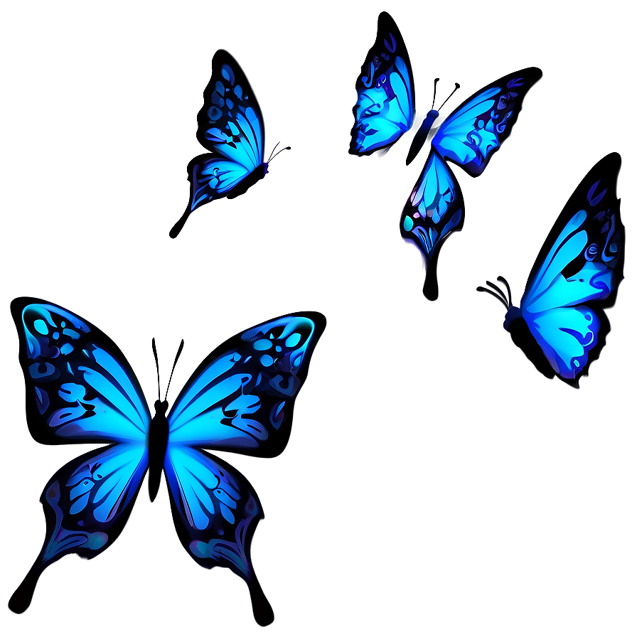 Blue Butterflies Decoration Png 06132024 PNG