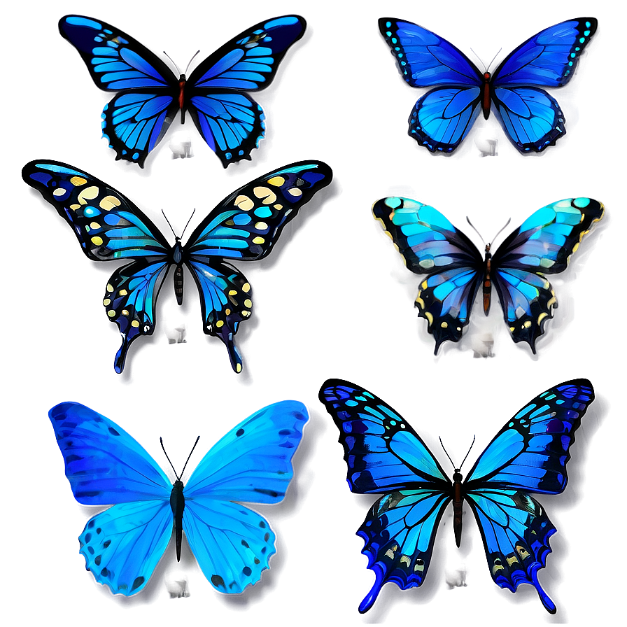 Blue Butterflies Decoration Png Cpw PNG