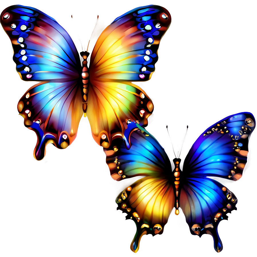 Blue Butterflies Decoration Png Udx7 PNG