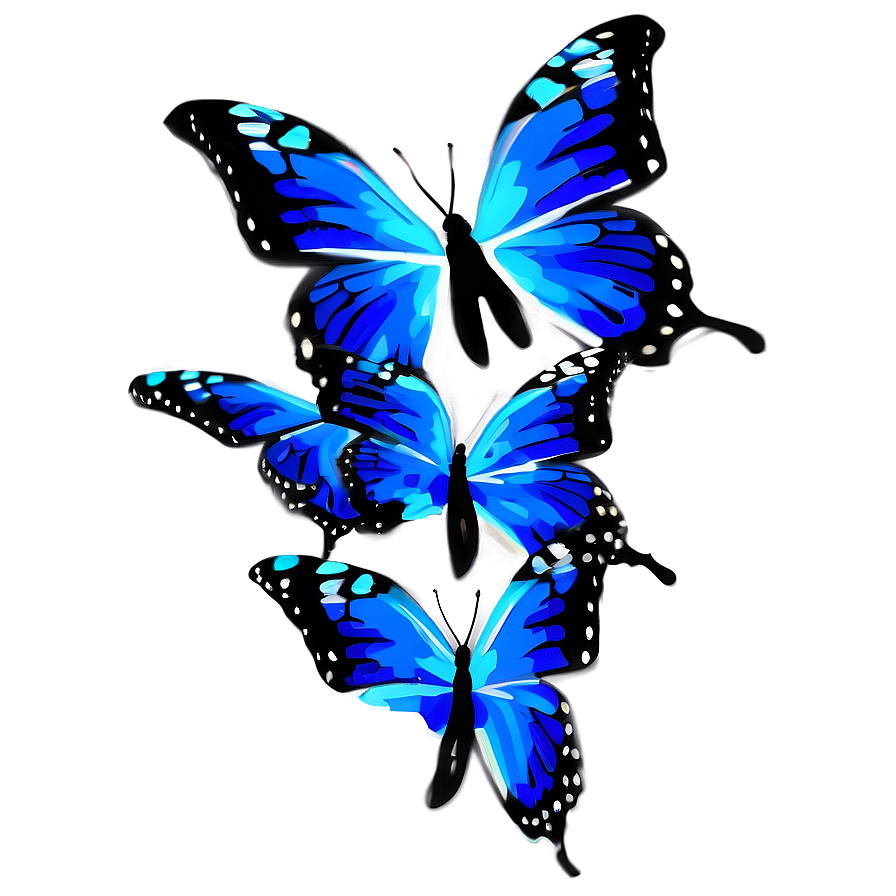 Blue Butterflies Design Png Lax PNG