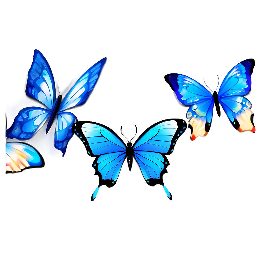 Blue Butterflies Illustration Png 77 PNG