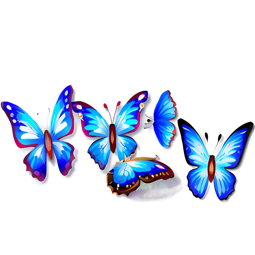 Blue Butterflies Illustration Png Bjo PNG