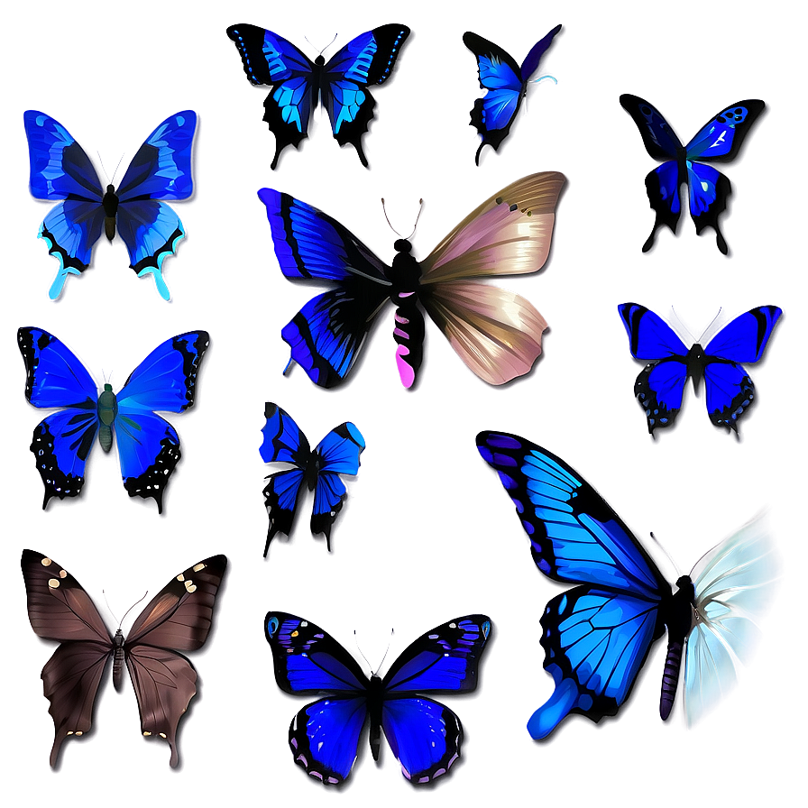 Blue Butterflies In Flight Png Xym PNG