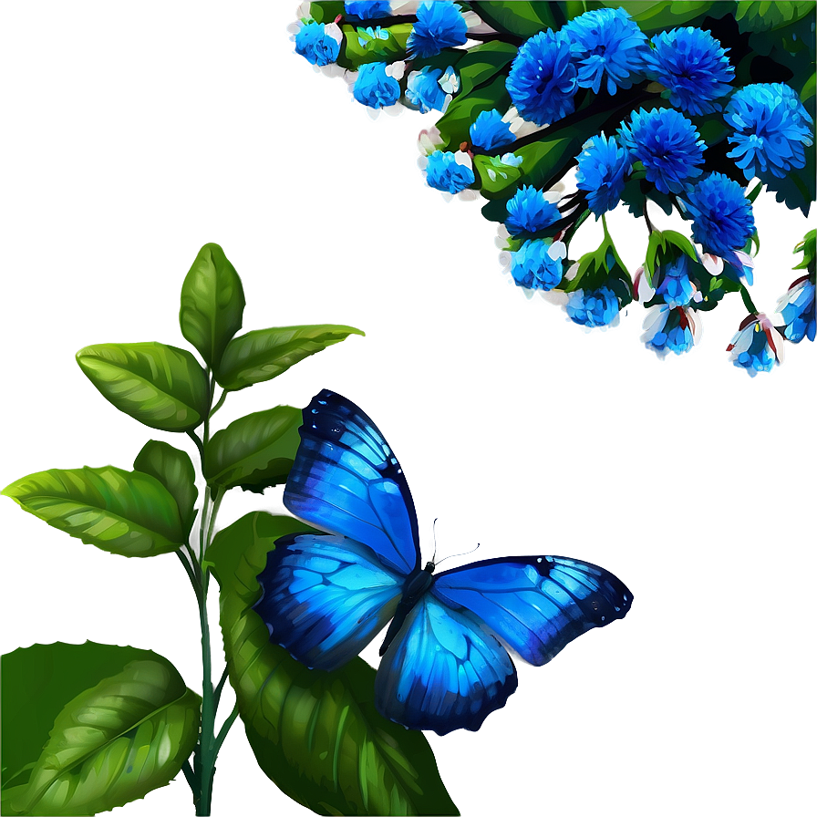 Blue Butterflies In Garden Png 06132024 PNG