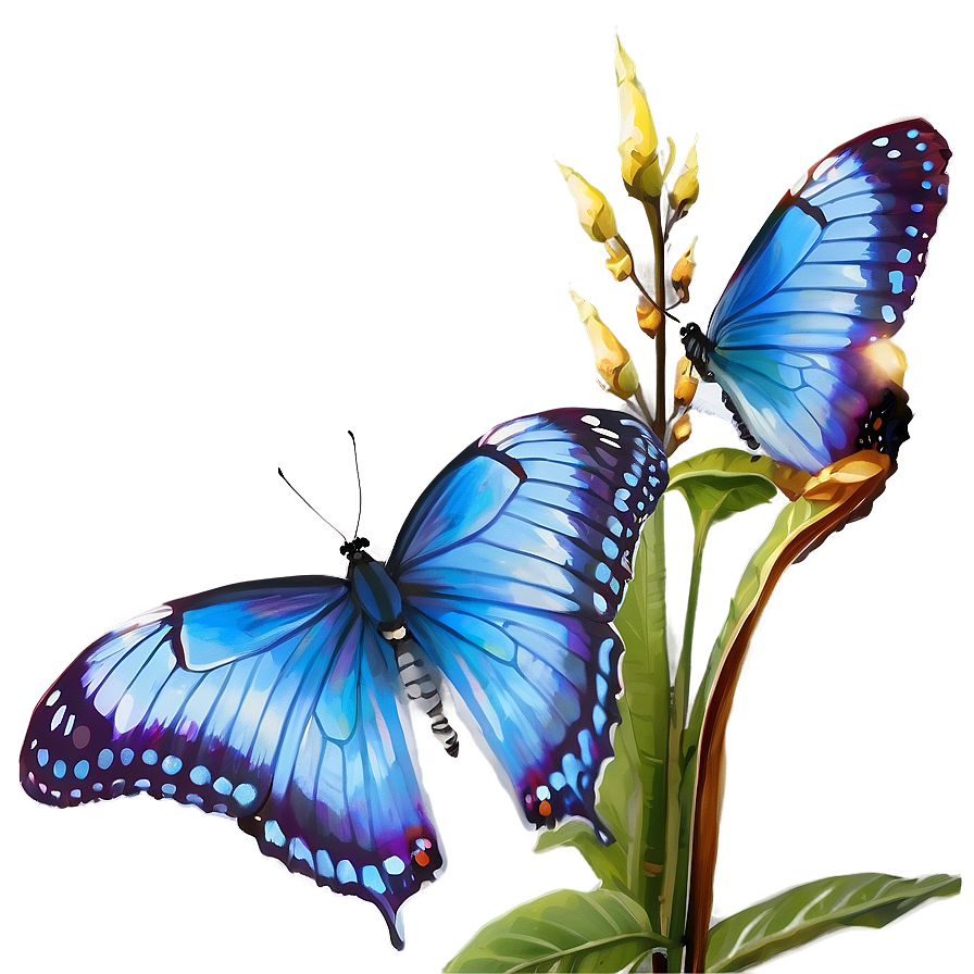 Blue Butterflies In Garden Png Fpa PNG