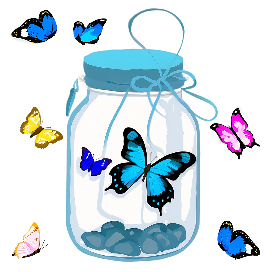 Blue Butterflies In Jar Png 19 PNG