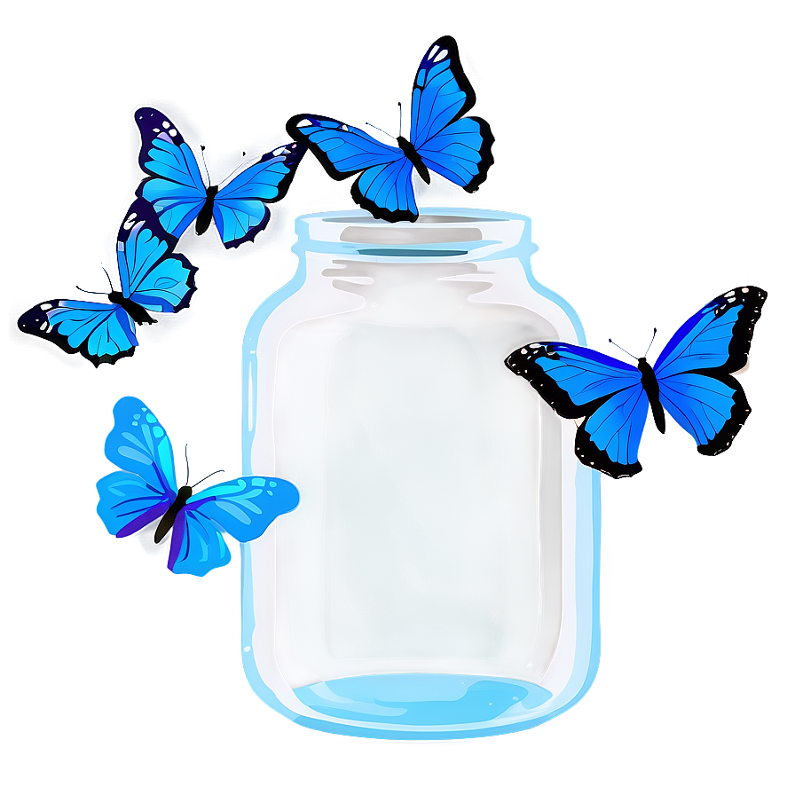 Blue Butterflies In Jar Png 98 PNG