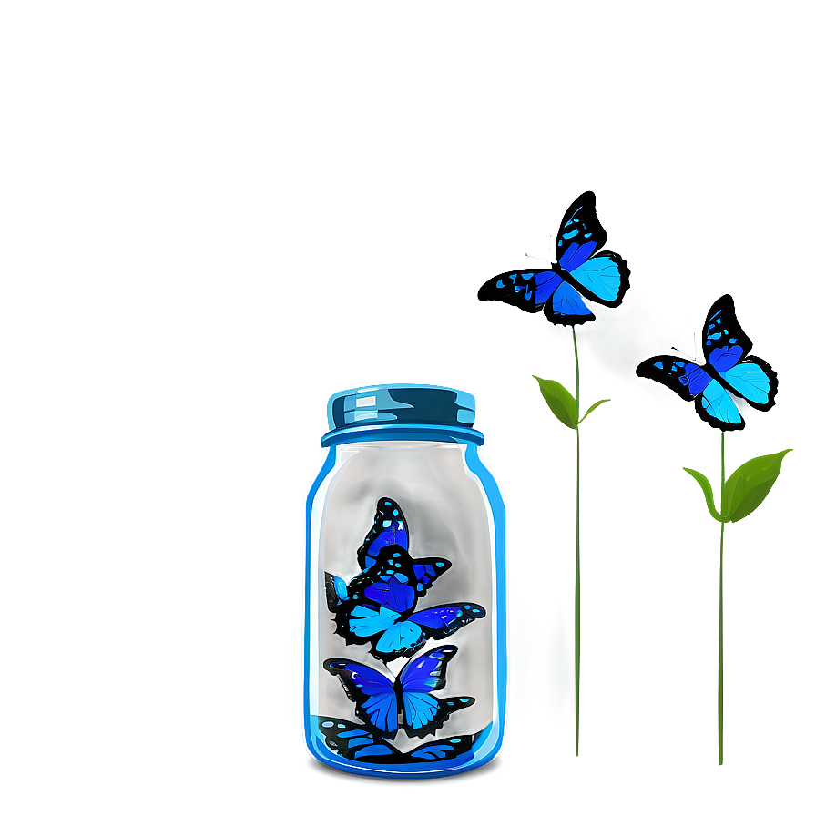 Blue Butterflies In Jar Png Nhu3 PNG