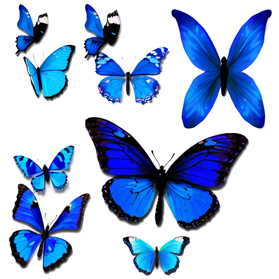 Blue Butterflies In Nature Png Gxo22 PNG