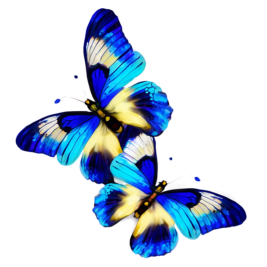 Blue Butterflies On Flower Png Nxk PNG