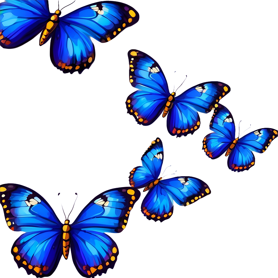 Blue Butterflies Pattern Png Ard18 PNG