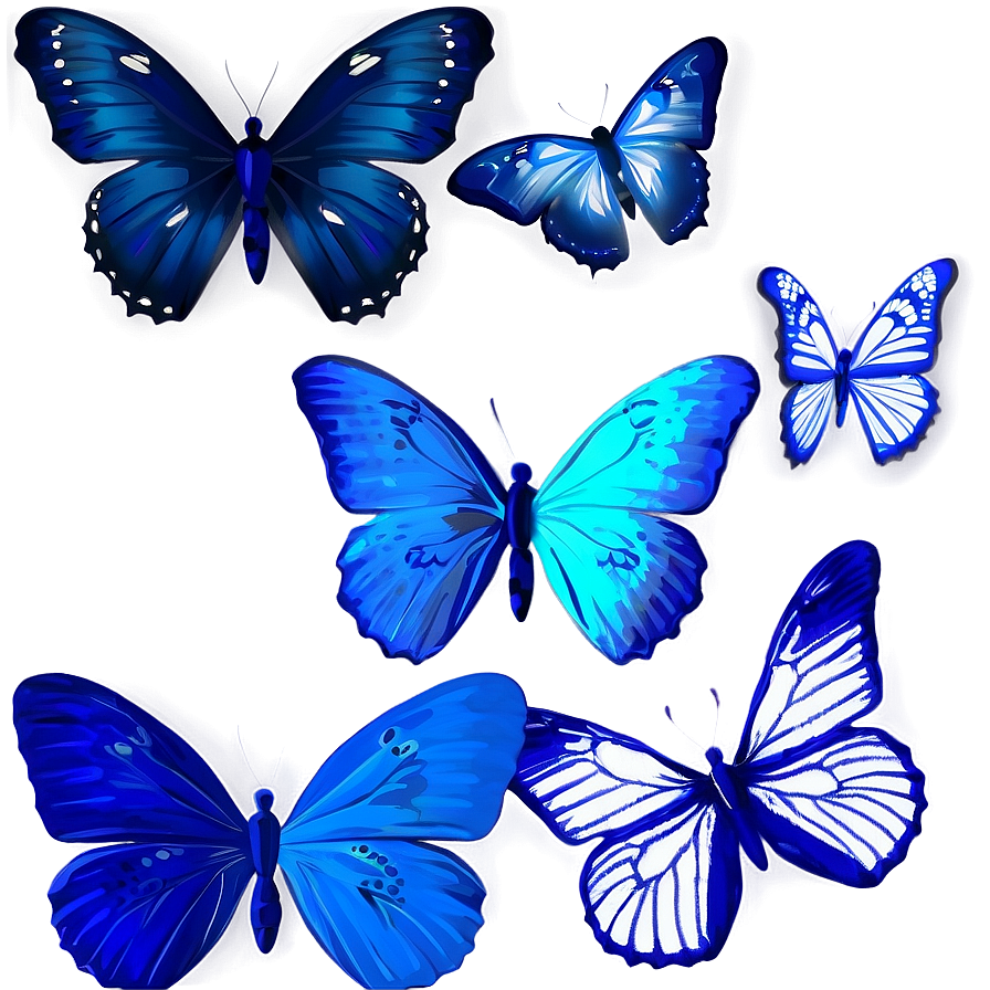 Blue Butterflies Pattern Png Utb PNG