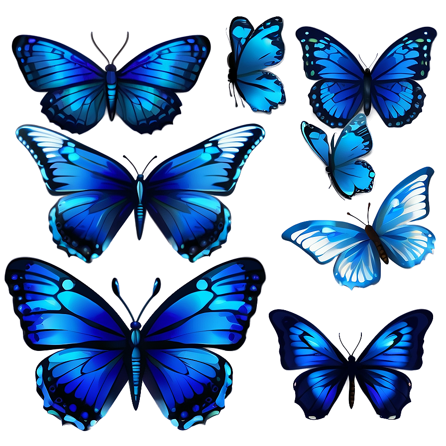 Blue Butterflies Vector Png 35 PNG