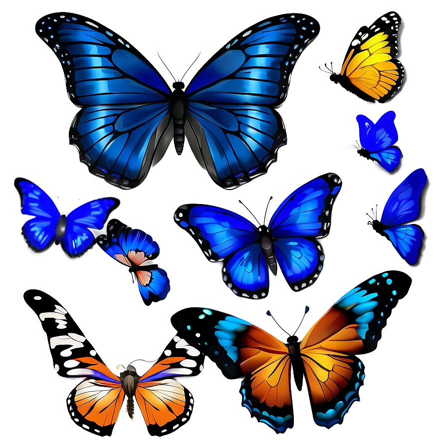 Blue Butterflies Vector Png Ukk PNG