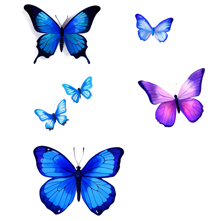 Blue Butterflies Watercolor Png Pdn PNG