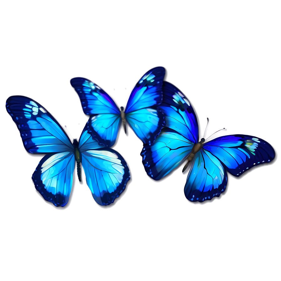 Blue Butterflies With Dew Png 69 PNG