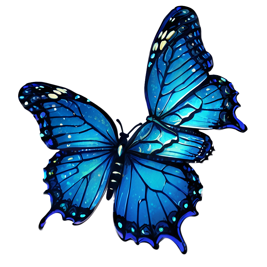 Blue Butterflies With Glitter Png Jdy78 PNG