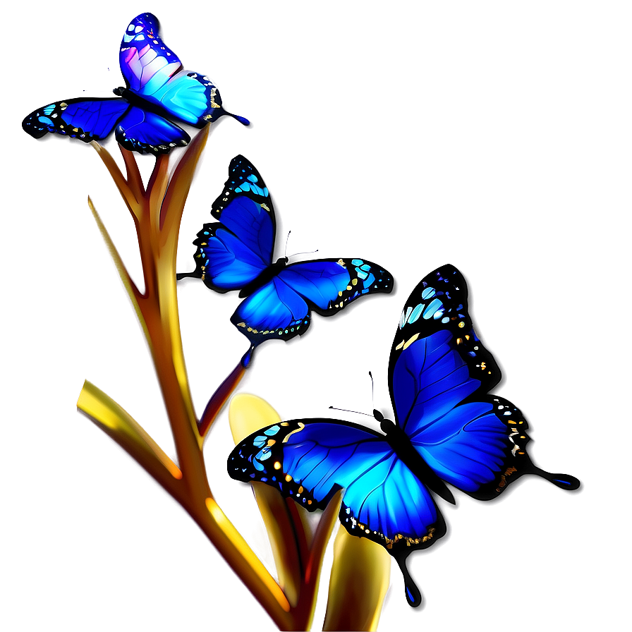 Blue Butterflies With Glitter Png Pug PNG