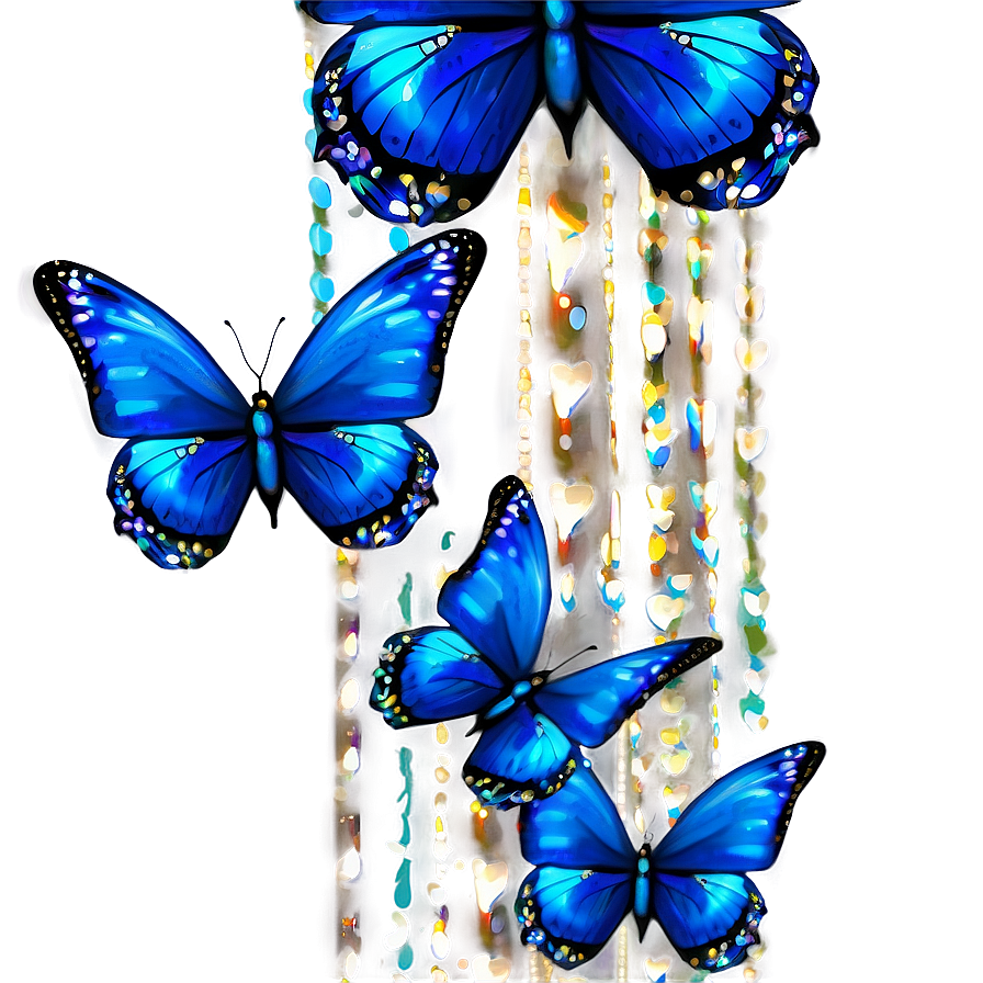 Blue Butterflies With Glitter Png Tye15 PNG