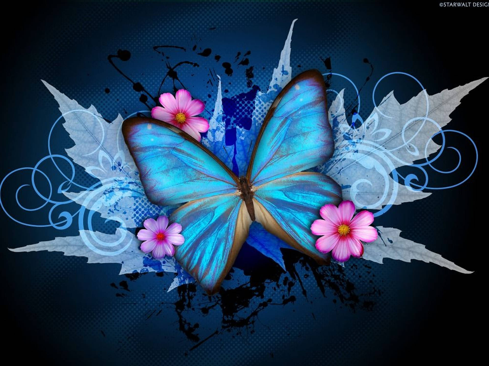 Blue Butterfly Aesthetic Canvass Wallpaper