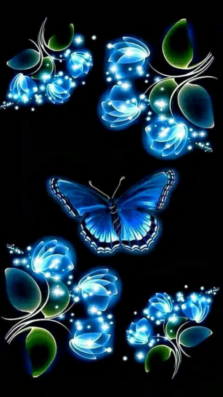 Fluttering Blue Butterfly