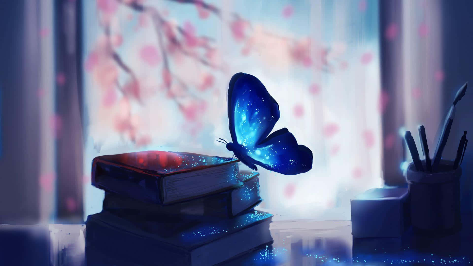 Dieschönheit Und Eleganz Eines Blauen Schmetterlings