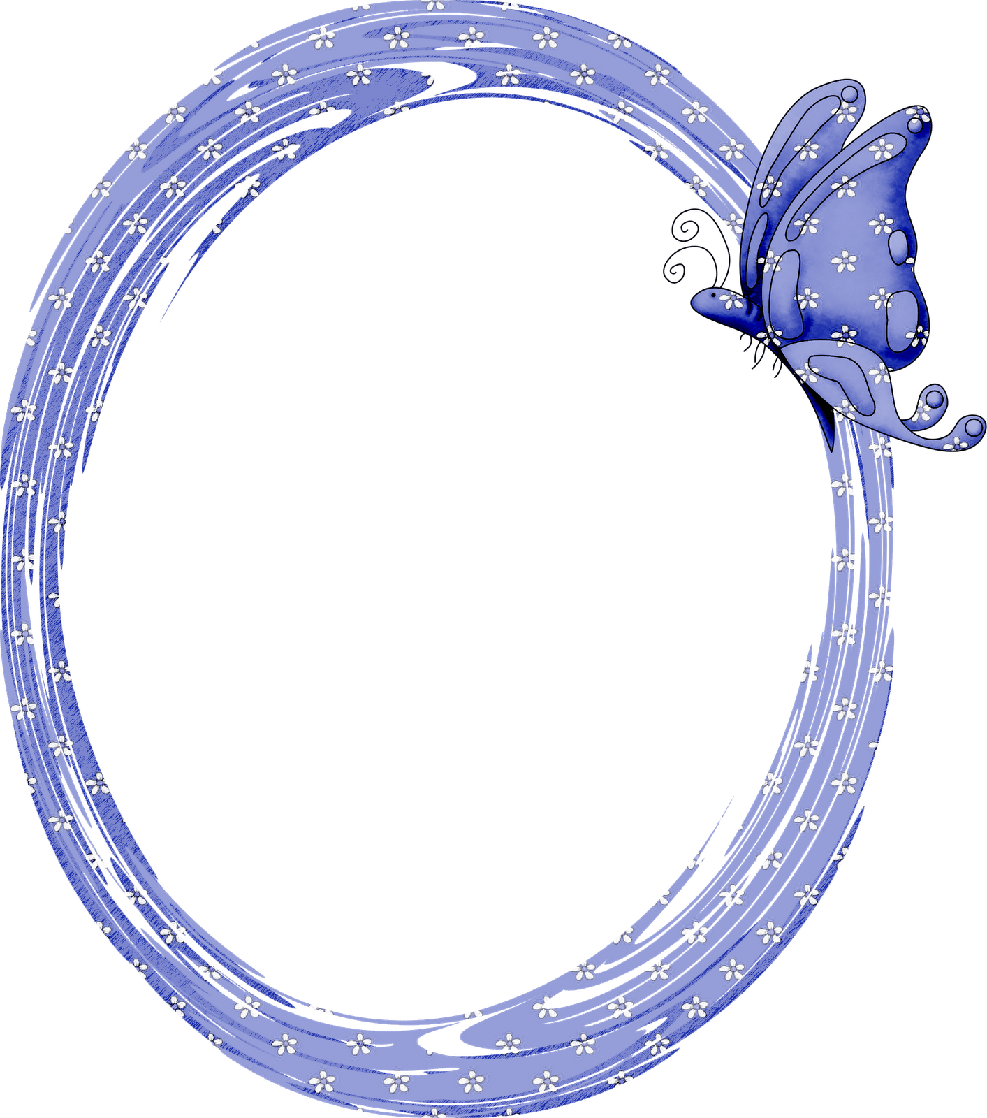 Blue Butterfly Floral Frame PNG
