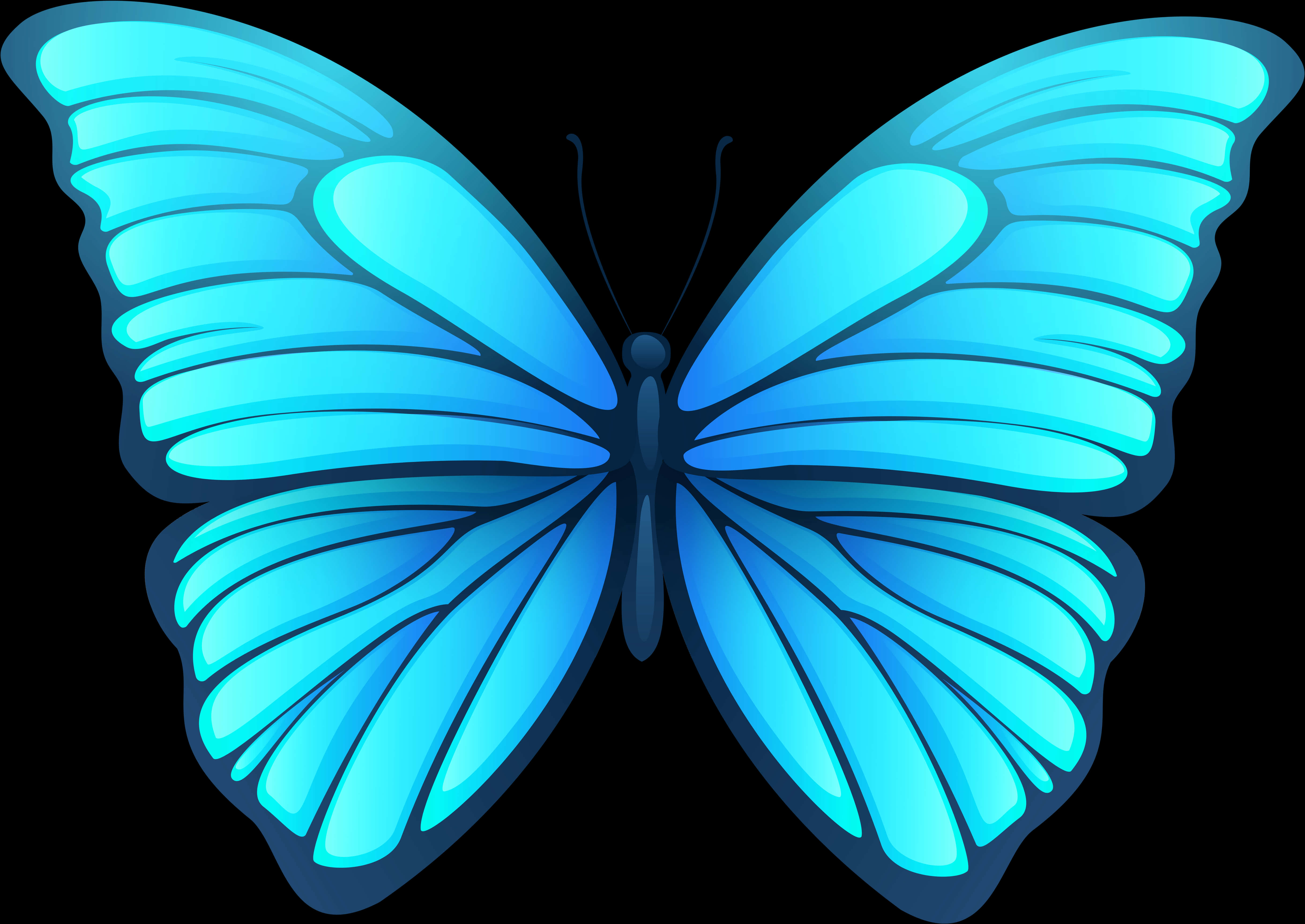 Blue Butterfly Illustration PNG
