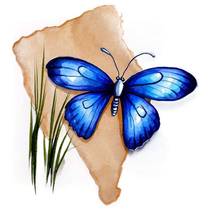 Blue Butterfly In Watercolor Png 92 PNG