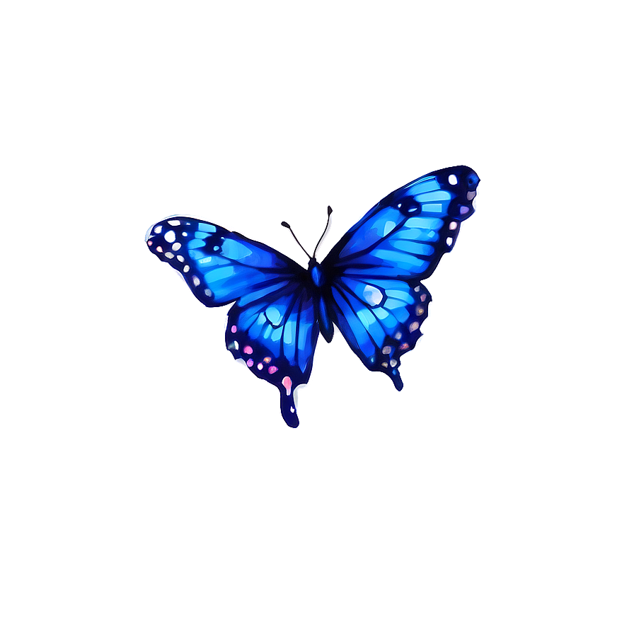 Blue Butterfly In Watercolor Png Med34 PNG