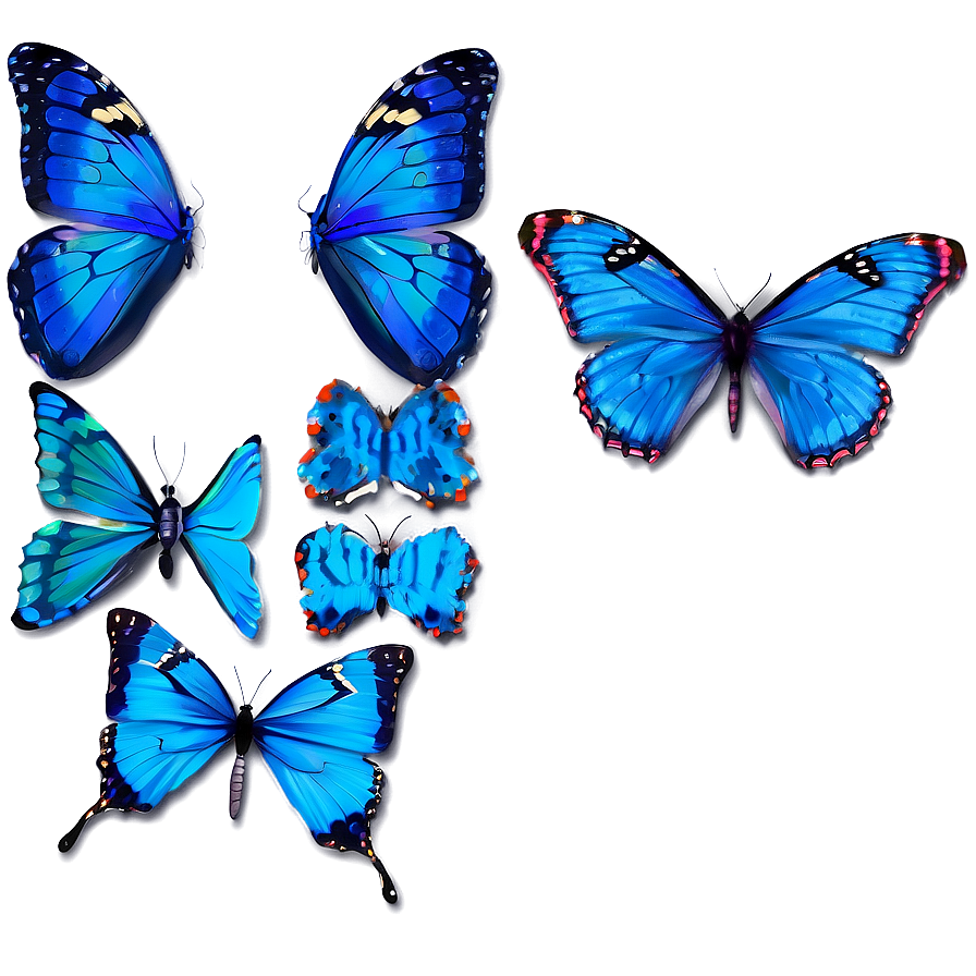 Blue Butterfly On Blue Background Png Ikx14 PNG