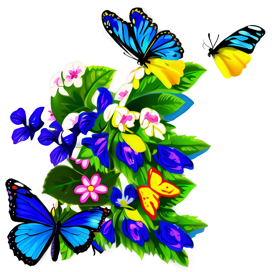 Blue Butterfly On Flower Png 64 PNG