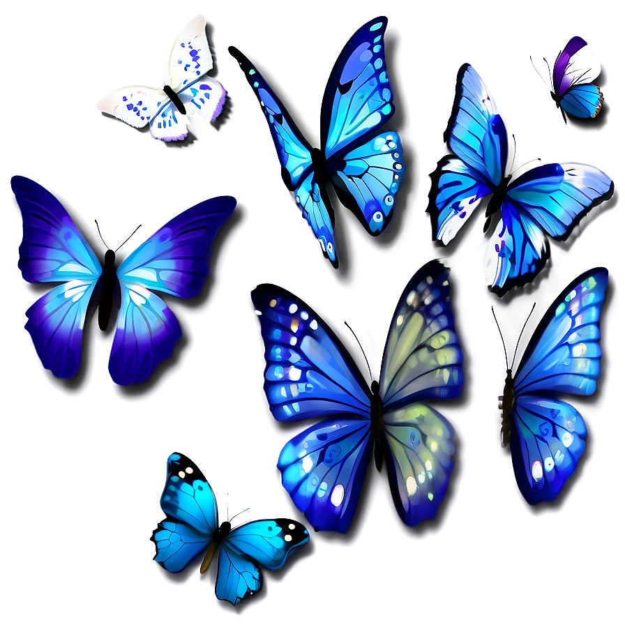 Blue Butterfly Pattern Png Bsh10 PNG