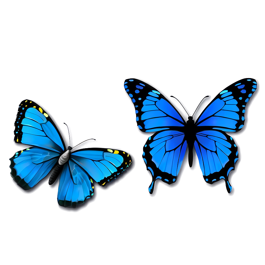 Blue Butterfly Silhouette Png 05212024 PNG